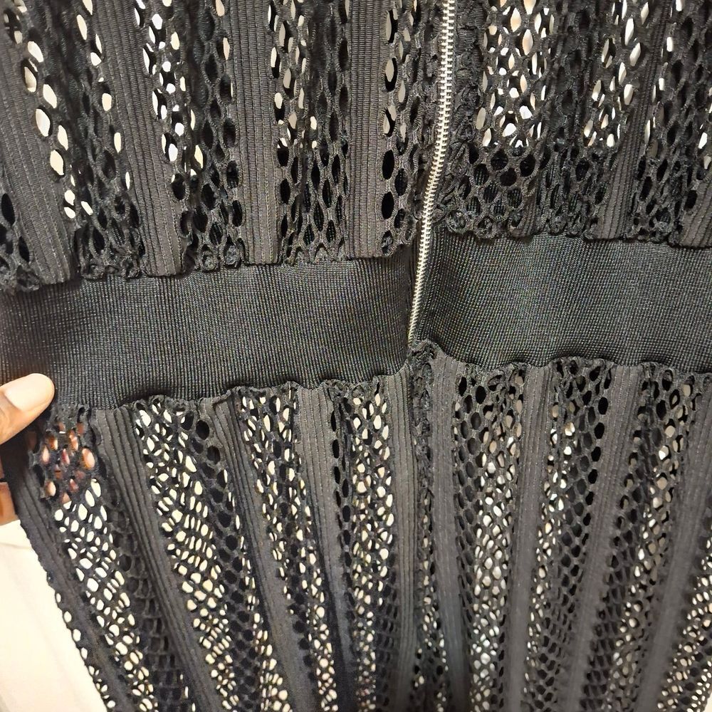 Fashion Nova Black Mesh Zip-Front Jumpsuit - Picture 2 of 4